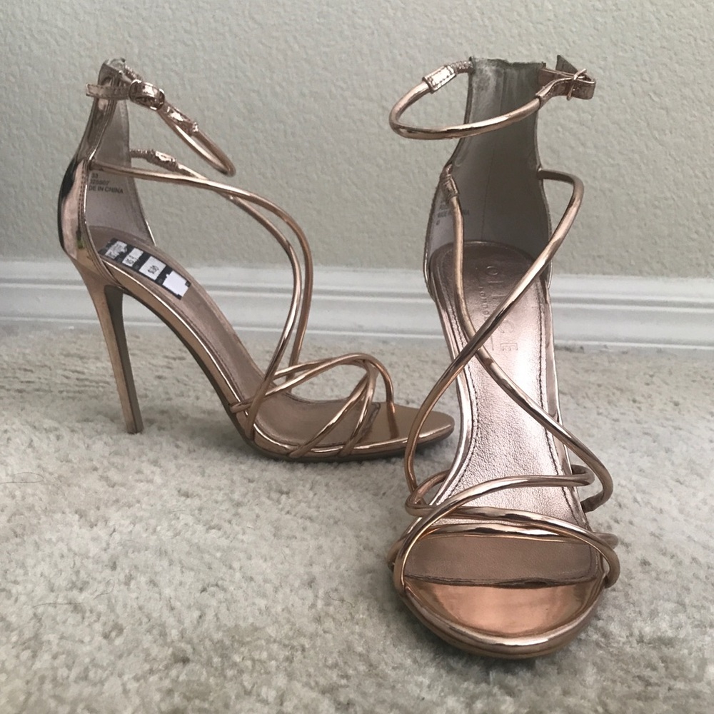 Rose Gold Strappy 4in Heel